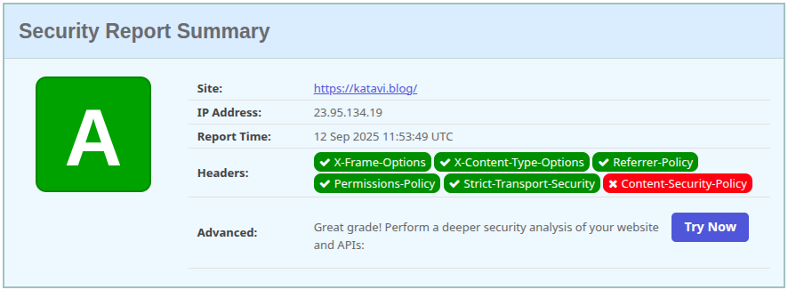 HTTP Security Headers A+