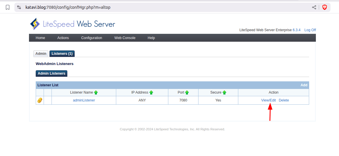 WebAdmin Listeners